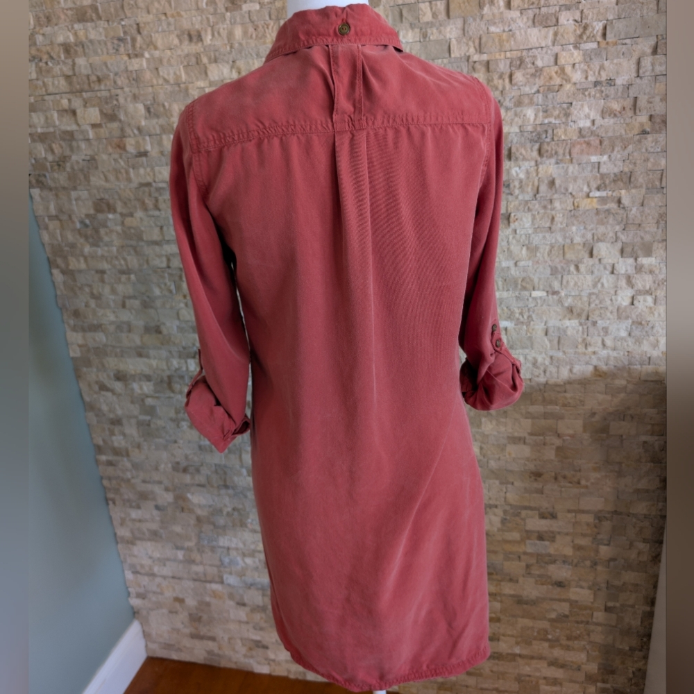 Banana Republic Rust Red Button Up Shirtdress Sz 0 Eco Nature Gorpcore image 4